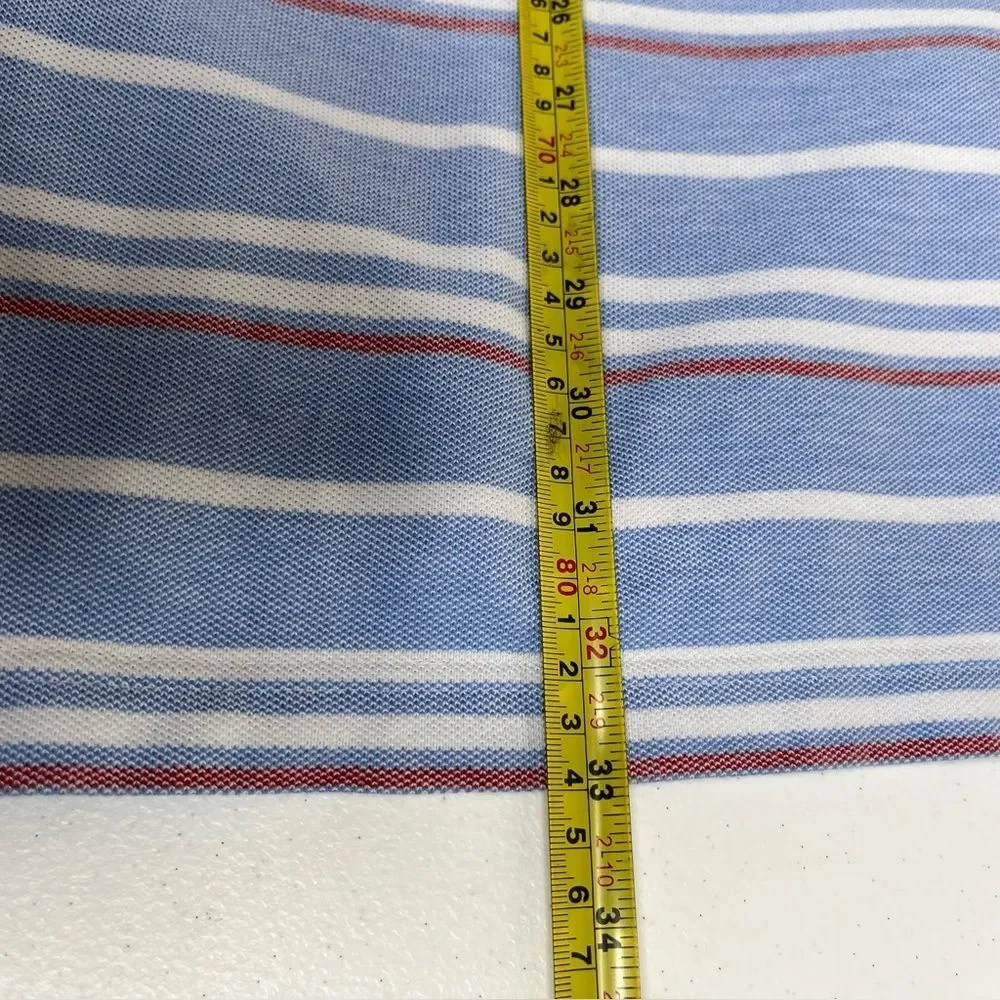 Brooks Brothers Performance Polo Blue White Stripe Slim Fit Shirt Cotton Men XXL